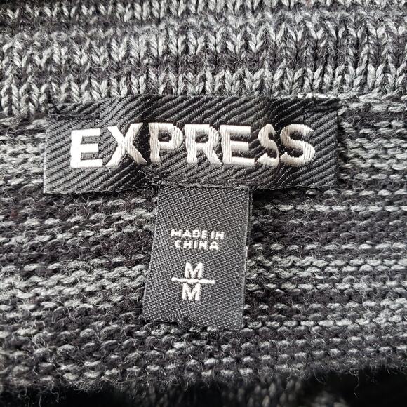 Express Sweater Womens Dress Sz M Preppy Marled Fall Cozy Cowl Neck Hombre Gray - Picture 9 of 13